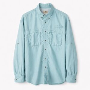 L.L.Bean Men’s Long-Sleeve Teal Fishing / Angler Shirt Y2K, Size L